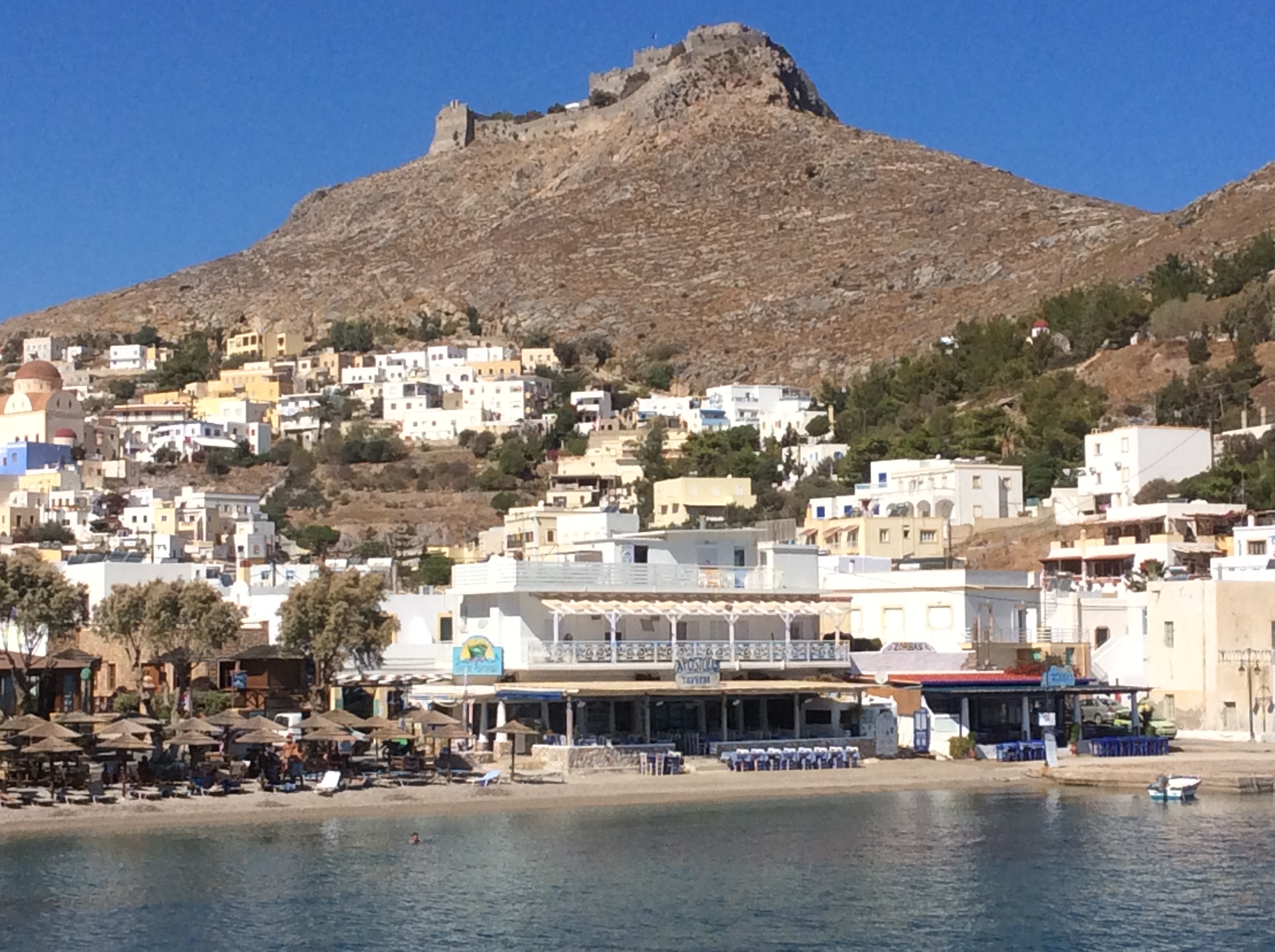 View of Leros with Pandeli Castle in the background
